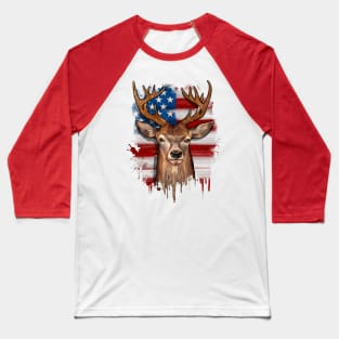 Deer American Flag Baseball T-Shirt